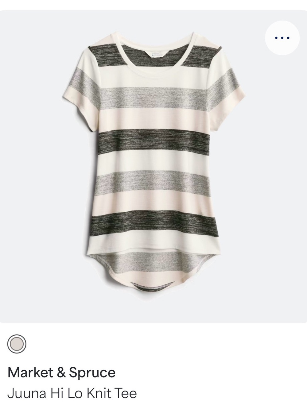 Market & Spruce Striped Hi-Lo Tee in Ivory, Black and Grey and White Medium